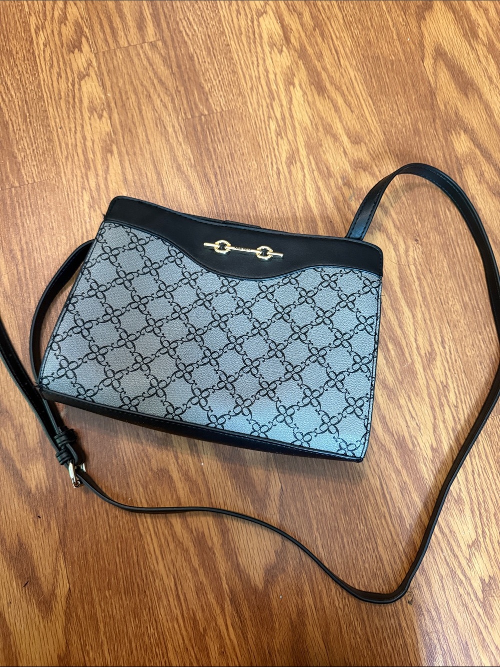 Nine West Black and Gray Patterned Crossbody Bag